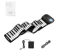 Maxmass 88-Key Roll up Piano, Portable Hand Roll Electric Piano Keyboard with Power Adaptor, Bluetooth MIDI Function, Sustain Pedal, Foldable Digital Music Piano for Kids Adults Beginners (Black)