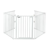 Maxmass Baby Playpen, 5/6/8 Panels Freestanding Pet Gate with Lockable Door & Rotatable Panel, Foldable Fireplace Safety Barrier for Kids Pets Christmas Tree (5 Panels: 290 x 74 cm, White)