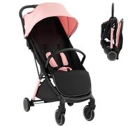 Maxmass Baby Stroller, One Hand Folding Toddler Pushchair with 5-Point Safety Belt, Seat Cover, Backrest, Footrest, Infant Travel Pram Baby Trolley Lightweight Buggy for 0-36 Months Old (Pink)