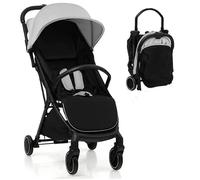 Maxmass Baby Stroller, One Hand Folding Toddler Pushchair with 5-Point Safety Belt, Seat Cover, Backrest, Footrest, Infant Travel Pram Baby Trolley Lightweight Buggy for 0-36 Months Old (Grey)