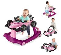 Maxmass Baby Walker, 4 in 1 Infant Sit-to-Stand Walker with Adjustable Height & Speed, Steering Wheels, Detachable Seat Cushion, Foldable Toddler Activity Walkers for Boy Girl 6-18 Months (Purple)