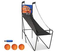Maxmass Basketball Arcade Game, Folding Basketball Hoop Game with 3 Basketballs and Pump and Electronic Scorer & Buzzer, Indoor Basketball Shooting Game for Kids Adults