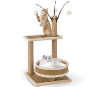 Maxmass Cat Tree, Indoor Kitten Tower with Rattan Mat, 3 Hanging Ball Toys, Sisal Scratching Posts, Platform & Spacious Bed, Cats Activity Center for Bedroom Living Room Pet Store