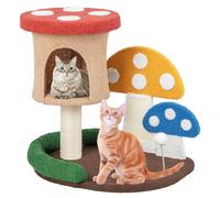 Maxmass Cat Tree, Kitten Activity Center with Condo, Scratching Board, Full-Wrapped Sisal Post, Platform and Spring Ball, Indoor Mushroom Cats Tower for Bedroom Living Room Pet Store (60cm Tall)