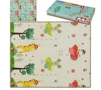 Maxmass Foldable Baby Play Mat, Reversible Crawling Mat with Double-Sided Pattern, Thickened Enlarged Waterproof Foam Playmat for Infants Toddlers, 178x148cm