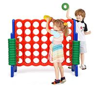 Maxmass Giant 4 in A Row, Jumbo 4-to-Score Game with 42 Rings & Quick-Release Slider, Outdoor Garden Game Set for Kids Adults (Red + Blue)
