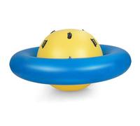 Maxmass Giant Inflatable Dome Rocker Bouncer, 227 x 227 x 117 cm Kids Blow Up Seesaw Rocking Ball with 6 Handles, Children Seesaw Toy for Indoor Outdoor (Yellow + Blue)