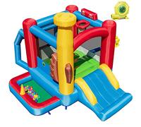 Maxmass Inflatable Bounce House, Kids Bouncy Castle with 680W Blower, Slide, Ball Pit, Jumping Area, Ocean Balls, Blowup Jumping Bouncer Playhouse for Indoor & Outdoor (Baseball Theme)