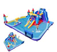 Maxmass Inflatable Bounce House, Kids Bouncy Castle with Dual Slides, Climbing Wall, Jumping Area, Splash Pool, Water Gun, Basketball/Volleyball/Soccer Game, Bouncer Playhouse for Kids