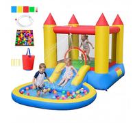 Maxmass Inflatable Bouncy Castle, 3-in-1 Kids Bounce House with Slide, Ball Pit Pool and Carrying Bag, Indoor Outdoor Blow up Playhouse for Lawn Yard Park (Classic Theme without Air Blower)