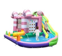 Maxmass Kids Bounce House, Children Water with Slide, Climbing Wall, Water Cannon, Splashing Pool, Outdoor Inflatable Bouncy Castle Blow up House for 3-10 Years Old