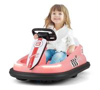 Maxmass Kids Bumper Car, 360-Degree Rotation Spin Waltzer Car with LED Display, Music, Horn, USB/AUX/TF, EVA Bumper and Safety Belt, 6V Battery Powered Children Electronic Car for Boys Girls (Pink)