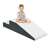 Maxmass Kids Climb and Crawl Foam Play Set, Toddlers Soft Foam Stairs and Ramp Blocks, Children Colorful Educational Software Activity Toys for Home and Preschool,101x50x26cm (White+Grey)