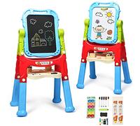 Maxmass Kids Easel, Adjustable Height Double Sided Drawing Board with Drawing Tools and Tray, Magnetic 360° Rotating Standing Easels for Boys Girls (Blue)
