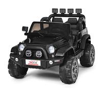 Maxmass Kids Electric Car, 12V Battery Powered Ride on Car with Remote Control, USB/TF/AUX, LED Lights, Music, Horn, 4 Suspension Wheels, 2-Seater Children Electric Vehicle for Boys Girls (Black)