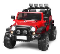 Maxmass Kids Electric Car, 12V Battery Powered Ride on Car with Remote Control, USB/TF/AUX, LED Lights, Music, Horn, 4 Suspension Wheels, 2-Seater Children Electric Vehicle for Boys Girls (Red)