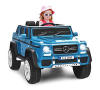 Maxmass Kids Electric Car, Licensed Mercedes Benz 12V Battery Powered Electric Truck with Remote Control, Horn, Music, USB/TF, Lights, 2-Seater Children Ride on Car for 3-8 Years Old (Navy)