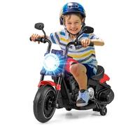 Maxmass Kids Electric Motorbike, 6V Battery Powered Electric Motorcycle with Headlight and Detachable Training Wheels, Children Ride on Car for 18+ Months Boys Girls (Red)