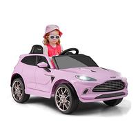 Maxmass Kids Electric Ride on Car, 12V Battery Powered Licensed Aston Martin DBX Vehicle with Remote Control, LED Lights, Music and USB, Children Toy Car for Boys Girls (Pink)