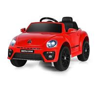 Maxmass Kids Electric Ride on Car, 12V Battery Powered Licensed Volkswagen Beetle Vehicle with Remote Control, Lights, Music, USB, FM, Bluetooth and Slow Start, Children Toy Car for Boys Girls (Red)