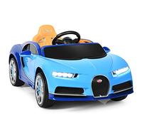 Maxmass Kids Electric Ride on Car, 12V Battery Powered Vehicle with Remote Control, LED Lights, MP3/ USB/TF Slot, Spring Suspension, 2 Motors Bugatti Licensed Toy Car for 3+ Years Old (Navy)