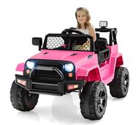 Maxmass Kids Electric Ride on Car, 12V Off Road Electric Truck with Remote Control, Music, Horn, USB/AUX Port, Spring Suspension Wheels, Battery Powered Electric Vehicle for 3+ Years Old (Pink)