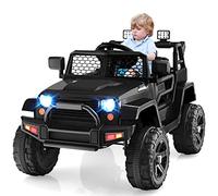 Maxmass Kids Electric Ride on Car, 12V Off Road Truck With Remote Control, Music, Horn, USB/AUX Port, Spring Suspension Wheels, Battery Powered Vehicle for 3+ Years Old (Black)