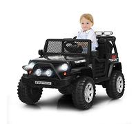 Maxmass Kids Electric Ride on Truck, 12V Battery Powered Vehicle with Parent Remote Control, Lights, Music & Horn, Toddler Motorized Off-road Car for 3 + Years Boys Girls (Black)