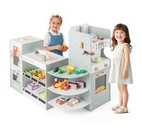 Maxmass Kids Grocery Store, Pretend Play Shop with Vending Machine, Checkout Counter, Cash Register, 32PCS Accessories, Children Role Play Supermarket Playset for 3+ Years Old (Green)