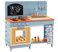 Maxmass Kids Mud Kitchen, Wooden Children Role Play Kitchen with Sink, Faucet, Chalkboard, Cutting Board, Stoves, Cooking Accessories, Outdoor Pretend Kitchen Toy Playset for 3-8 Years Old