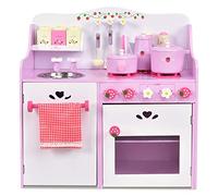Maxmass Kids Play Kitchen, Toddler Pretend Role Play Kitchen with Sounds, Realistic Oven & Stove, Water Sink, Spice Shelf & Sweet Accessories, Little Chef Cooking Playset for Girls Boys