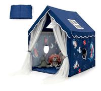 Maxmass Kids Play Tent, Large Children Castle Fairy Playhouse with Removable Mat, Mesh Windows, Mesh Gauze Door Curtain, Indoor Outdoor Toddler Dreamy Tent for Boys Girls (Blue)