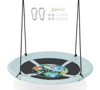 Maxmass Kids Saucer Swing, Children Nest Swing with Adjustable Ropes & Cute Pattern, Toddler Hanging Swing Seat for Garden Patio Backyard(Forest Pattern)