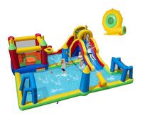 Maxmass Kids Water Park, Inflatable Bounce House with Splash Pool,Climbing Wall, Slide, Water Cannon, Soccer Zone, Outdoor Bouncy Castle Blow up House for 3-12 Years Old (9 in 1, with Blower)