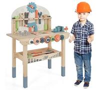 Maxmass Kids Workbench, Pretend Play Tool Bench Set with 8 Tools & 53 Accessories, Storage Shelf and Magnetic Rack, Wooden Construction Toy for Boys Girls 3+ Years Old