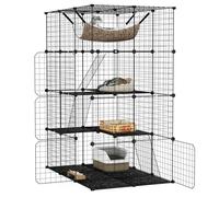 Maxmass Large Cat Cage, Indoor DIY Cat Enclosure with Hammock, Ladders, Doors, Sky Window, Detachable Metal Wire Cat House Pet Shelter Crate Pet Kennel for Small Animal (4-Tier: 109x74x143cm)