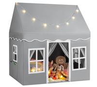 Maxmass Large Kids Play Tent, Toddler Playhouse with Star Lights, Non-slip Mat and Windows, Children Princess Castle Fairy Tents Play House for 3-10 Years Boys Girls (Grey)