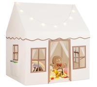 Maxmass Large Kids Play Tent, Toddler Playhouse with Star Lights, Non-slip Mat and Windows, Children Princess Castle Fairy Tents Play House for 3-10 Years Boys Girls (Beige+Coffee)