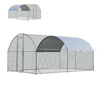 Maxmass Metal Chicken Coop, Large Walk In Hen House with Waterproof & Sun-protective Cover, Galvanized Poultry Run Cage for Hens Ducks Rabbits Dogs (Round-Shaped, 280 x 380 x 195cm)