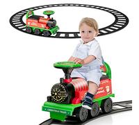 Maxmass Ride On Train and Track, 6V Battery Powered Electric Car with Storage Seat, Music & Lights, Kids Ride On Toy for 18+ Months (Green)