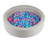 Maxmass Round Baby Ball Pit, 105 x 24 cm Soft Foam Ball Pool with 200 Ocean Balls, Removable PU Cover, Indoor Outdoor Play Playpen Playhouse Play Yard for Babier Toddlers Kids (Grey)