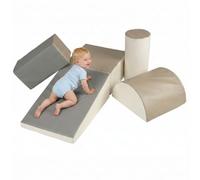 Maxmass Soft Foam Toddler Climb and Crawl Toy, 5pcs Baby Activity Blocks with Zipper, Lightweight Educational Foam Play Set for Crawling, Climbing, Sliding, Stacking,140x40x40cm (Grey)