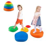 Maxmass Stepping Stones for Kids, 5PCS Children Balance Stone with Non-slip Bottom, Obstacle Course Balance Sensory Toys Stackable Rainbow River Stones Set for Indoor Outdoor (34 x 34 x 25 cm)