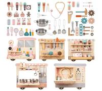 Maxmass Wooden Activity Wall Board, Train Busy Board Sensory Toys with Play Kitchen, Doctors Set, Snack Bar, Vanity, Toolbox, Toddler Montessori Toy Learning Activity Center for Nursery Playroom