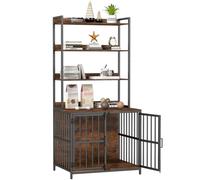 Maxmass Wooden Dog Crate, Furniture Style Pet Cage with Storage Shelves & 2 Lockable Doors, Indoor Dog Kennel Industrial Side Table for Living Room, 80 x 60 x 170cm