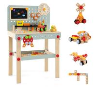 Maxmass Wooden Kids Workbench, Toddler Tool Bench with Rich Tools & Parts, Chalkboard, Storage Shelf, Educational Construction Tools Set Pretend Play Tool Workshop for 3+ Years Old