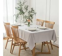 maxmill Checkered Rectangular Tablecloth Water Resistance Antiwrinkle Spillproof Heavy Weight Soft Gingham Plaid Table Cloth for Buffet Banquet Parties Holiday Dinner, 60 x 104 Inch Grey White