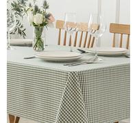 maxmill Checkered Square Tablecloth Stain Resistant Waterproof and Wrinkle Resistant Washable Heavy Weight Soft Table Cloth Gingham for Dining Room and Outdoor Use, 52 x 52 Inch Sage White