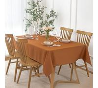 maxmill Fall Tablecloth Waterproof Spillproof Wrinkle Resistant Soft Linen Textured Table Cloth for Harvest Thanksgiving Dinner Parties Indoor and Outdoor Use, Rectangle 52 x 70 Inch, Amber Bronze