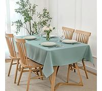maxmill Faux Linen Texture Tablecloth Stain Resistant Waterproof Wrinkle Resistant Washable Table Cloth, Fabric Decoration for Dining Room Banquet Parties Dinner, Rectangle 60 x 120 Inch, Slate Blue